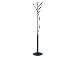 Porte-manteaux maulaura 4 pateres acier laque et hetre hauteur 180cm coloris noir
