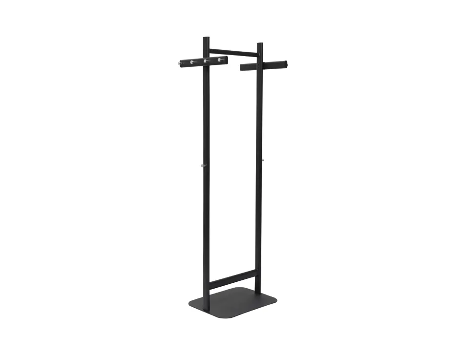 Porte-manteaux maulsalsa vertical metal 8 crochets hauteur 1,72m base pied 52x40cm coloris noir