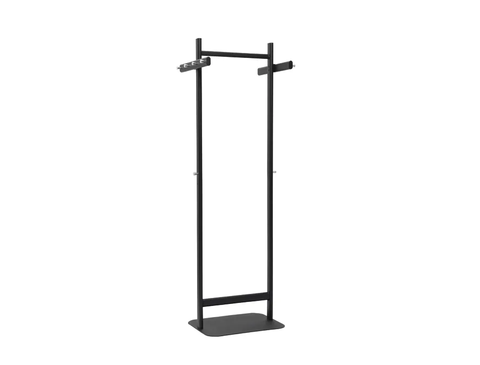 Porte-manteaux maulsalsa vertical metal 8 crochets hauteur 1,72m base pied 52x40cm coloris noir