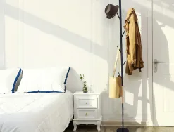 Porte-manteaux q-connect 5 pateres metallique details en bois hauteur 177cm