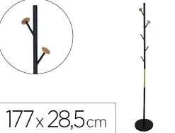 Porte-manteaux q-connect 5 pateres metallique details en bois hauteur 177cm