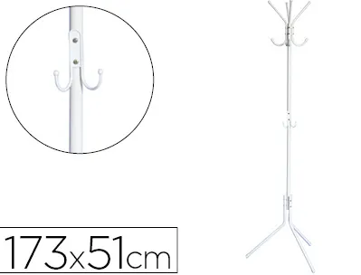 Porte-manteaux q-connect métallique 8 patères hauteur 173cm coloris blanc