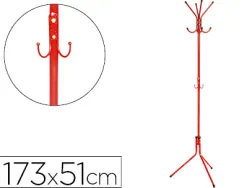 Porte-manteaux q-connect métallique 8 patères hauteur 173cm coloris rouge