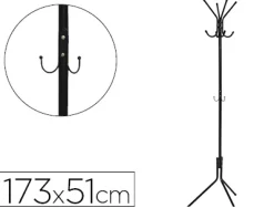 Porte-manteaux q-connect métallique 8 patères hauteur 173cm coloris noir