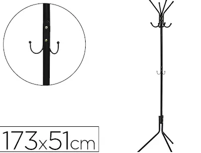 Porte-manteaux q-connect métallique 8 patères hauteur 173cm coloris noir