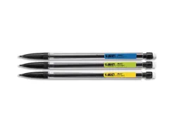 Porte-mine bic matic classic 0.7mm embout gomme corps transparent intérieur gris agrafe colorée 3 mines hb original