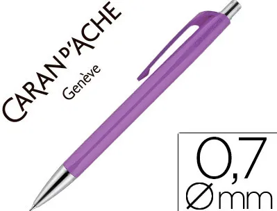 Porte-mine caran d'ache 884 infinite mine 0.7mm bouton poussoir chrome brillant coloris mauve