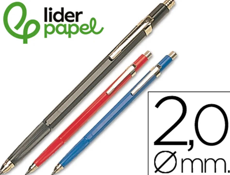 Porte-mine liderpapel plastique grafo 2mm rétractable clip métallique contient mines et taille-mines