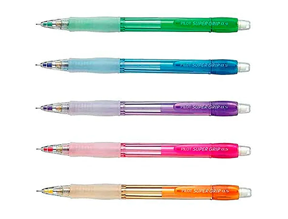 Porte-mine pilot super grip néon 0.5mm avance automatique canon rentrant corps ergonomique coloris fun