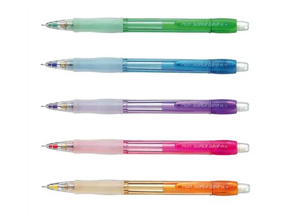 Porte-mine pilot super grip néon 0.5mm avance automatique canon rentrant corps ergonomique coloris fun