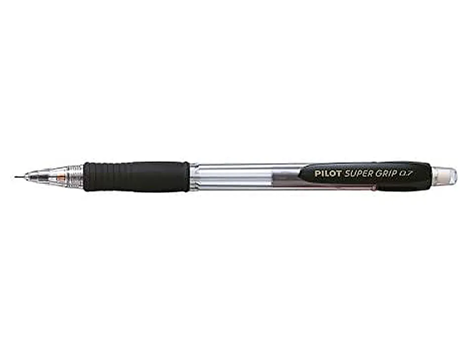 Porte-mine pilot super grip 0.7mm avance automatique canon rentrant grip caoutchouc corps ergonomique coloris noir