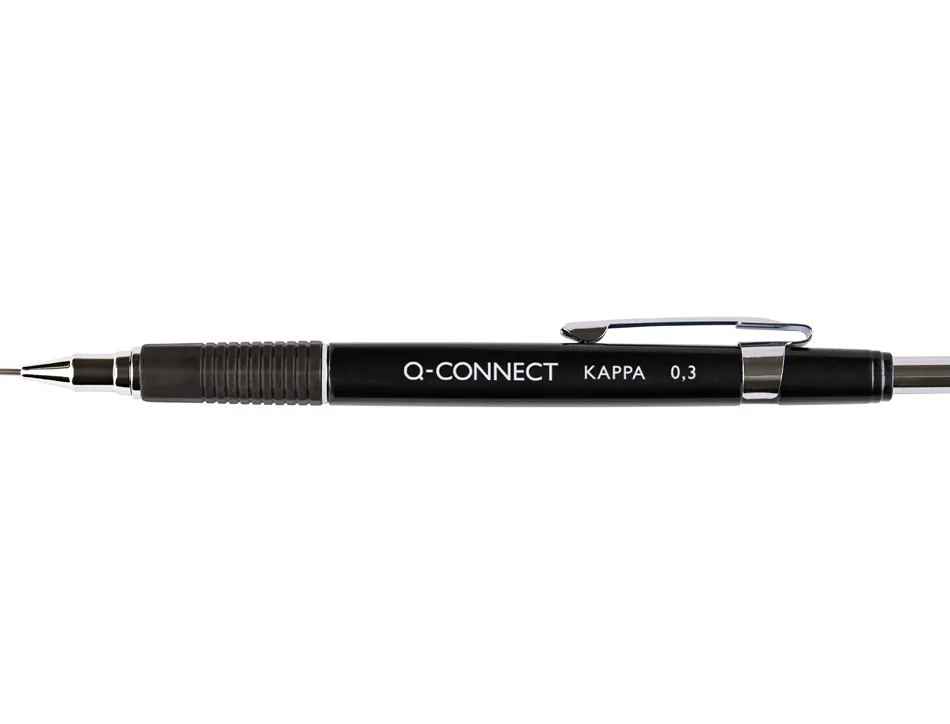 Porte-mine q-connect kappa 0.3mm pointe rétractable gomme bouton poussoir grip caoutchouc coloris assortis