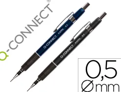 Porte-mine q-connect kappa 0.5mm pointe rétractable gomme bouton poussoir grip caoutchouc coloris assortis