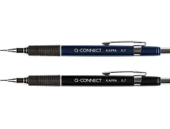 Porte-mine q-connect kappa 0.7mm pointe rétractable gomme bouton poussoir grip caoutchouc coloris assortis