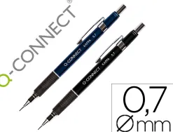 Porte-mine q-connect kappa 0.7mm pointe rétractable gomme bouton poussoir grip caoutchouc coloris assortis