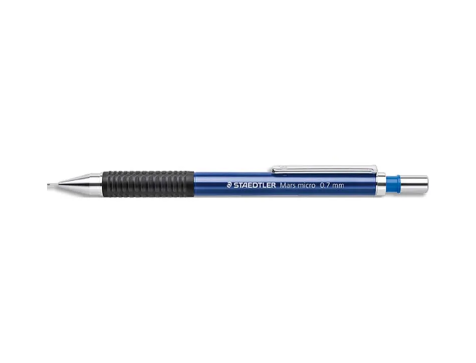 Porte-mine staedtler mars micro 0.7mm embout et agrafe métalliques grip caoutchouc amortisseur mine