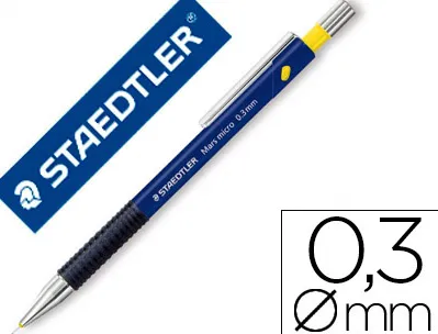 Porte-mine staedtler mars micro 0.3mm embout et agrafe métalliques grip caoutchouc amortisseur mine