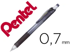 Porte-mines pentel energize canon fixe mine 0,7mm grip caoutchouc gomme avec capuchoncorps coloris noir translucide