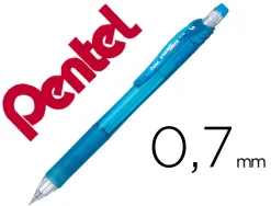 Porte-mines pentel energize canon fixe mine 0,7mm grip caoutchouc gomme avec capuchoncorps coloris bleu translucide