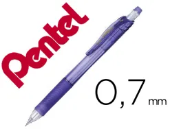 Porte-mines pentel energize canon fixe mine 0,7mm grip caoutchouc gomme avec capuchon corps coloris violet translucide