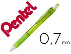 Porte-mines pentel energize canon fixe mine 0,7mm grip caoutchouc gomme avec capuchoncorps coloris vert translucide
