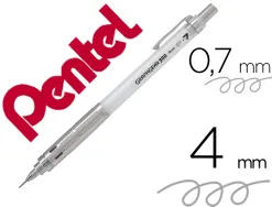 Porte-mines pentel graphgear 300 canon fixe 4mm mine 0,7mm grip metal gomme avec capuchoncorps metal coloris blanc