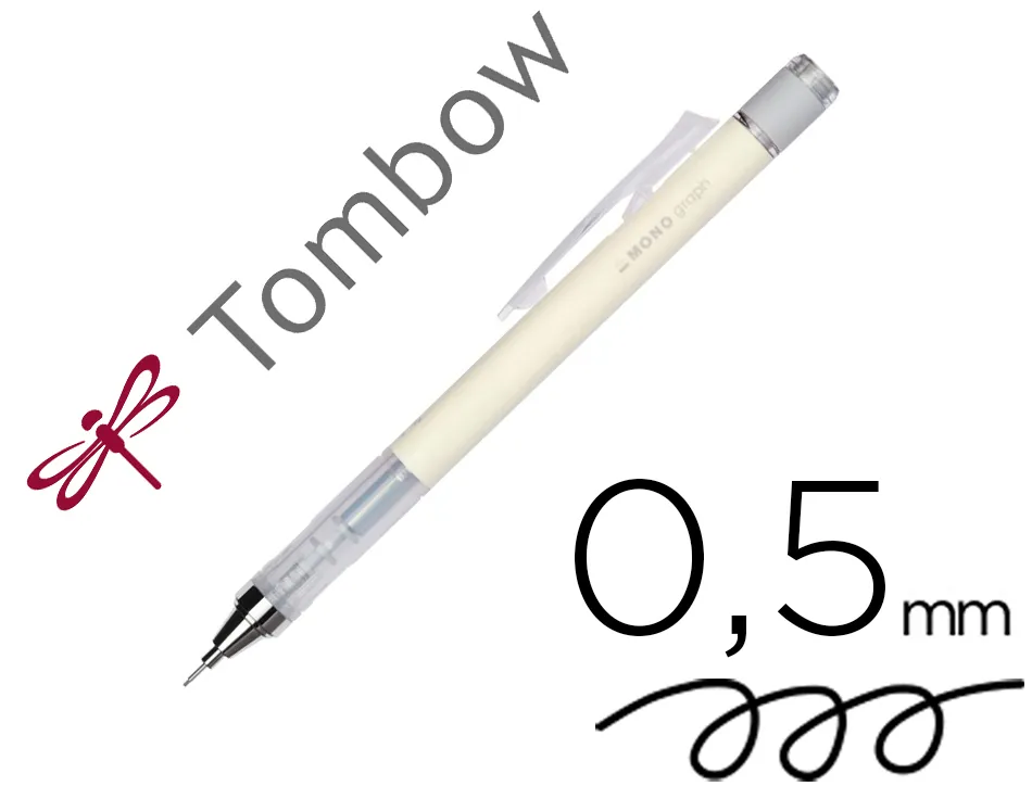 Porte-mines tombow monograph 0,5mm rechargeable gomme telescopique interchangeable coloris corps jaune creme
