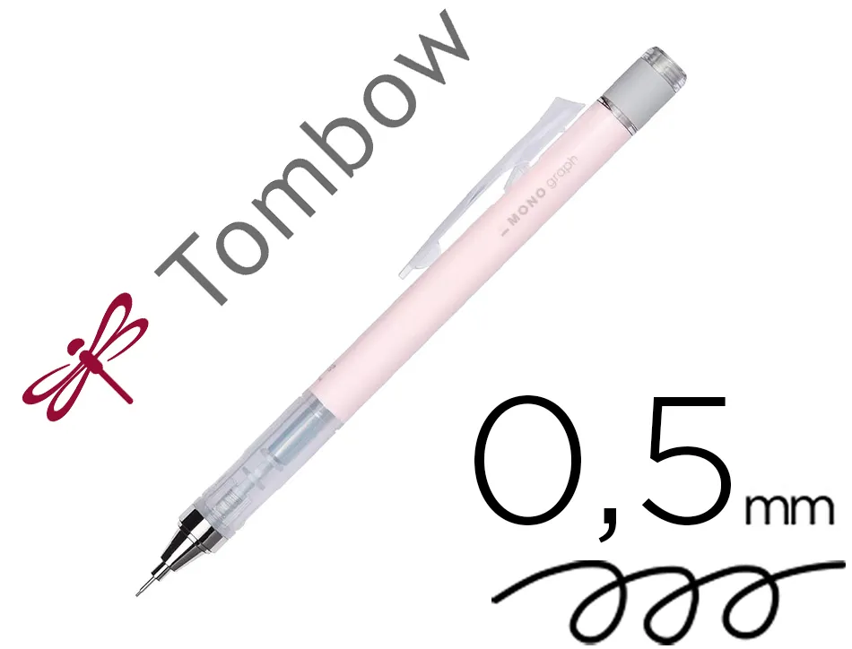 Porte-mines tombow monograph 0,5mm rechargeable gomme telescopique interchangeable coloris corps rose corail