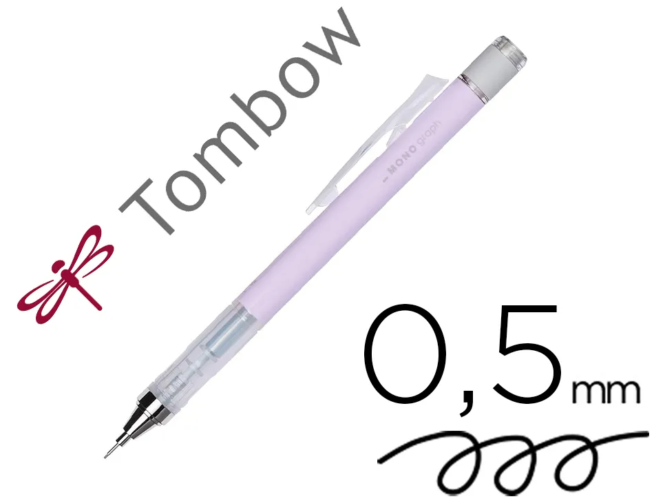 Porte-mines tombow monograph 0,5mm rechargeable gomme telescopique interchangeable coloris corps lavande