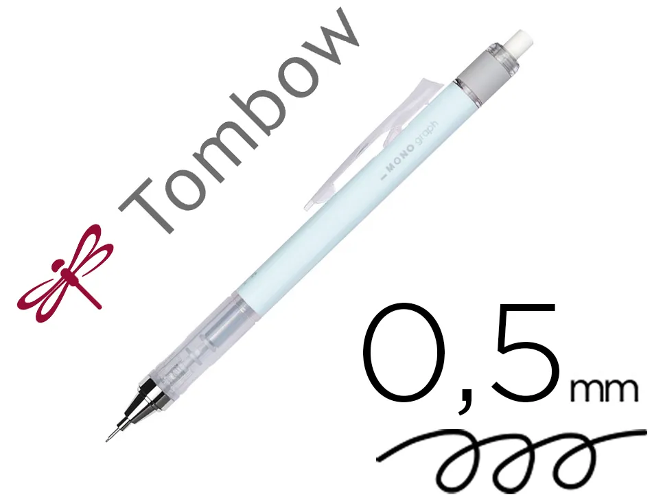 Porte-mines tombow monograph 0,5mm rechargeable gomme telescopique interchangeable coloris corps bleu glacier