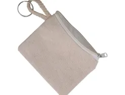 Porte-monnaie ocolor fermeture eclair et cordelette coton coloris ecru format 8x10cm lot de 6