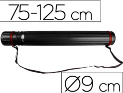 Porte-plans liderpapel plastique bandoulière 75cm extensible 125cm diamètre 9cm coloris noir