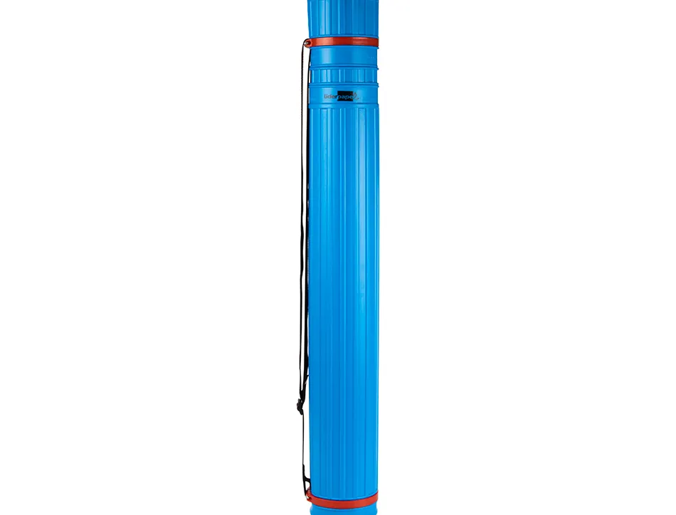 Porte-plans liderpapel plastique bandoulière 75cm extensible 125cm diamètre 9cm coloris bleu
