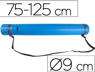 Porte-plans liderpapel plastique bandoulière 75cm extensible 125cm diamètre 9cm coloris bleu