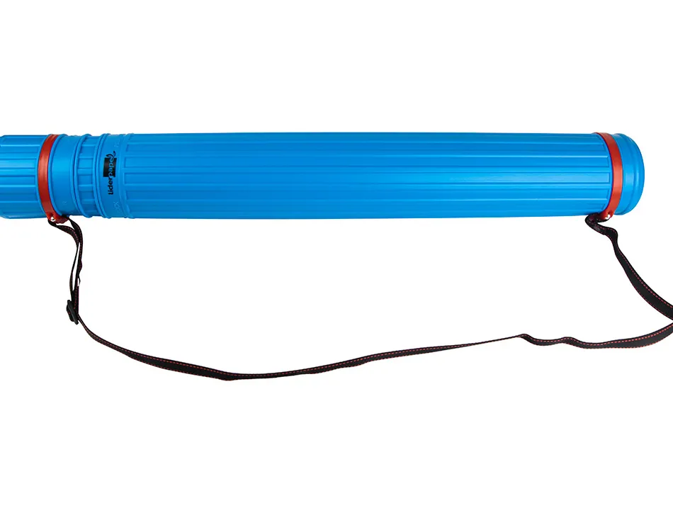 Porte-plans liderpapel plastique bandoulière 75cm extensible 125cm diamètre 9cm coloris bleu