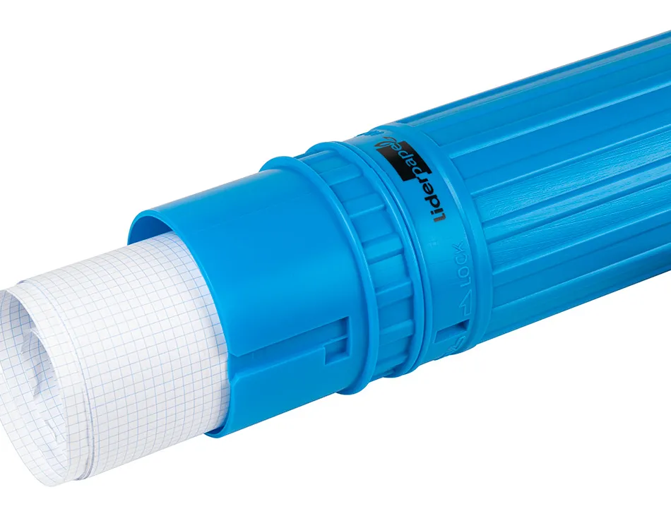 Porte-plans liderpapel plastique bandoulière 75cm extensible 125cm diamètre 9cm coloris bleu