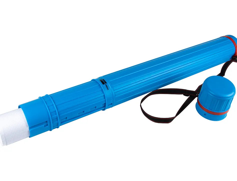 Porte-plans liderpapel plastique bandoulière 75cm extensible 125cm diamètre 9cm coloris bleu