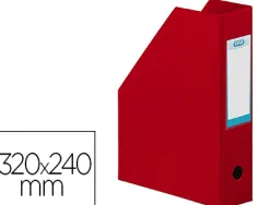 Porte-revues elba color life pvc grain toilé pan coupé format 32x24cm dos 7cm coloris rouge