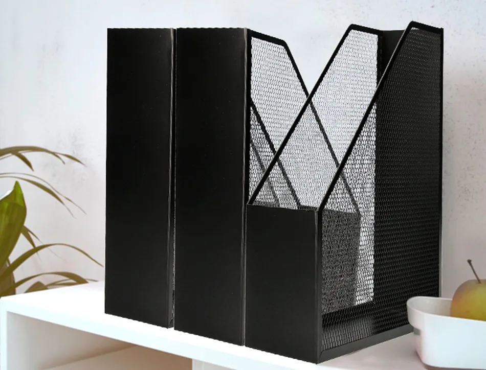 Porte-revues q-connect métal mesh maille métallique 250x79x289mm coloris noir