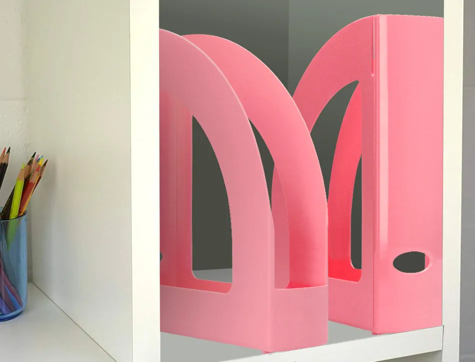 Porte-revues q-connect plastique 320x250x80mm coloris rose pastel