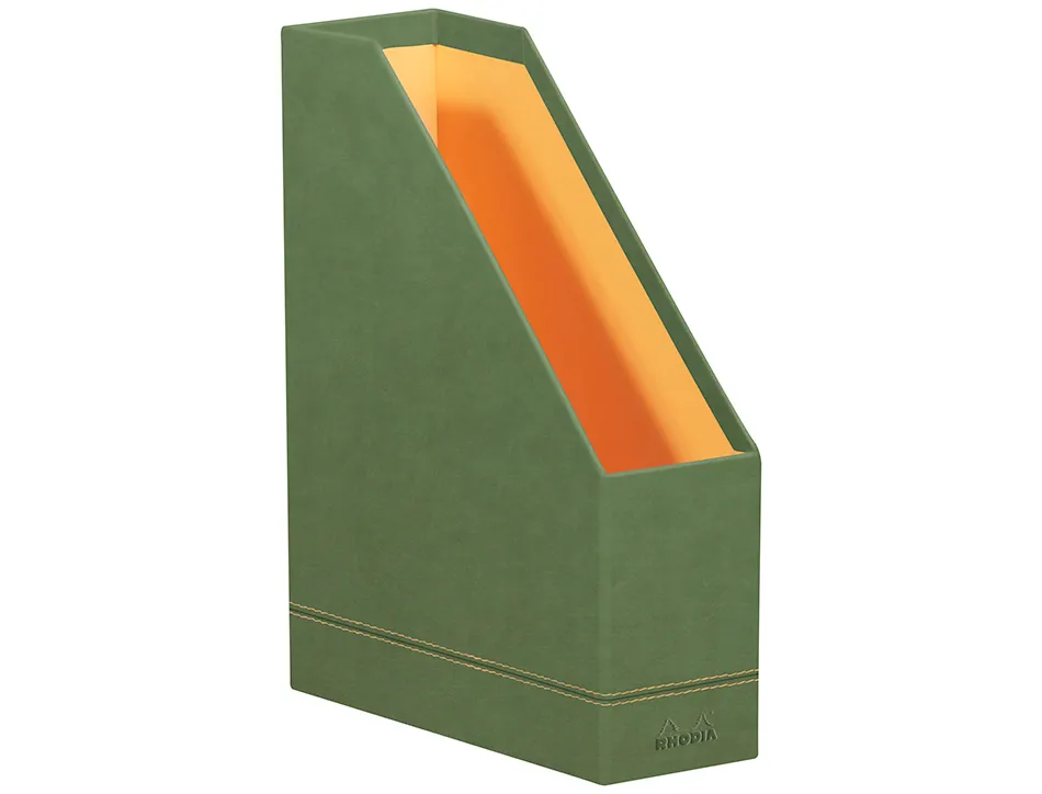 Porte-revues rhodiarama simil cuir sauge velout 10x25x31 cm