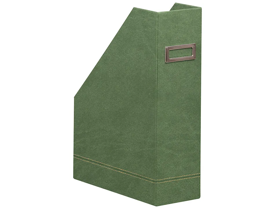 Porte-revues rhodiarama simil cuir sauge velout 10x25x31 cm