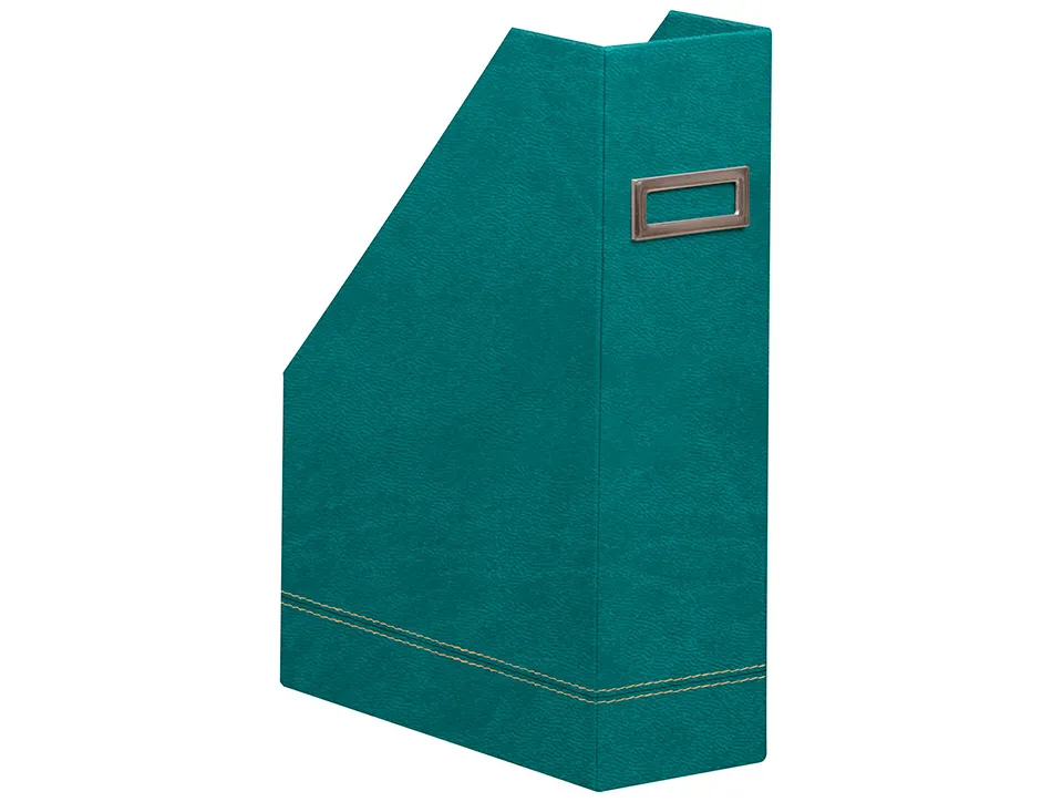 Porte-revues rhodiarama simil cuir paon velout 10x25x31 cm