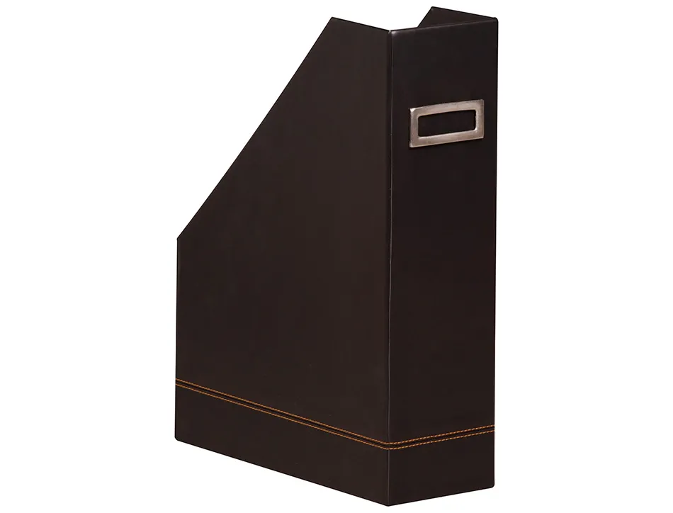 Porte-revues rhodiarama simil cuir noir velout 10x25x31 cm