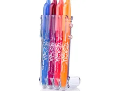 Porte-stylos et 4 stylos-bille pilot frixion ball clicker set2go pointe moyenne 0.7mm orange/turquoise/mauve/corail