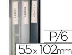 Porte-étiquette q-connect adhésif dos classeur 55x102mm étiquette comprise pack 6 unités