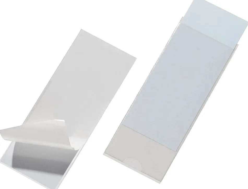 Porte-étiquette q-connect adhésif dos classeur 55x102mm étiquette comprise pack 6 unités