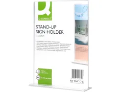 Porte-visuels q-connect 02 forme t 2 faces plexiglas format a5 cartes menu restaurants feuillets informatifs
