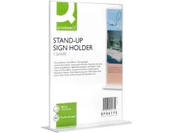Porte-visuels q-connect 02 forme t 2 faces plexiglas format a5 cartes menu restaurants feuillets informatifs
