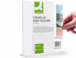 Porte-visuels q-connect 02 forme t 2 faces plexiglas format a5 cartes menu restaurants feuillets informatifs